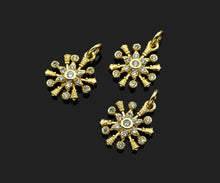 Load image into Gallery viewer, CZ Micro Pave Radiate Flower Shape Pendant,18K Dainty Gold Charm, Necklace Bracelet Charm Pendant,9x12mm,Sku#FH154
