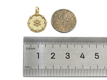 Load image into Gallery viewer, CZ Micro Pave Snowflake On Round Coin Charms, 18k Dainty Gold Charms Pendant, Snowflake Necklace Charms, 14x15mm, Sku#F1305