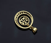 Load image into Gallery viewer, CZ Micro Pave Curve Pattern On Round Ring Shaped Pendant/Charm, Gold Cubic Zirconia Pendant Charm,17x21mm,sku#F1268