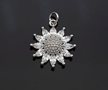 Load image into Gallery viewer, CZ Micro Pave Sunflower Pendant, Gold/Silver Plated Jewelry, sku#F1219C