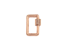 Load image into Gallery viewer, Clear CZ Micro pave Rectangle Shape Clasp, CZ Pave Clasp, Gold/Silver/Rose Gold/Gunmetal Carabiner Clasp, 13x21mm, sku#H186