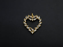 Load image into Gallery viewer, Bagette CZ Micro Pave Heart Shaped Pendant,Heart Cubic Zirconia Pendant, Gold Tone Heart, 22mm,Sku#F1112