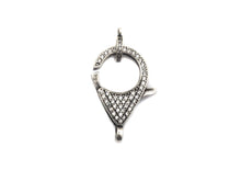 Load image into Gallery viewer, CZ Micro Pave Teardrop Lobster Claw Clasp, Cubic Zirconia Clasp, Antique Silver Plated Clasp, 18x26mm,sku#H173