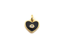 Load image into Gallery viewer, Cute Enamel  Heart Charm Pendant,CZ Micro Pave Oil Drop pendant,Enamel heart pendant,Enamel Jewelry, 9mm, sku#F1058