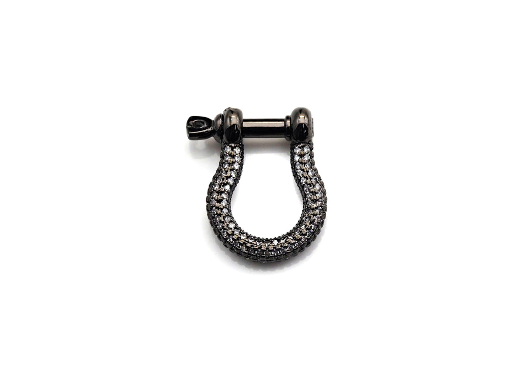 CZ Micro pave U Shape Lock Clasp, CZ Pave Buckle Lock Clasp, Silver/Black/Rose Gold/Gold Carabiner Clasp, 18x22mm, sku#H219