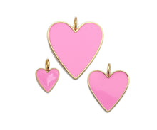 Load image into Gallery viewer, Yellow Pink Blue Enamel Heart Pendant with Gold Finish, Enamel Heart, Colorful Enamel Heart, 15/25/35mm, sku#ML26