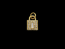 Load image into Gallery viewer, CZ Micro Pave Rectangle Colorful Enamel Lock Shape Pendant/Charm,Cubic Zirconia Paved Charm, 8x11mm, sku#F1141