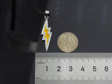 Load image into Gallery viewer, Enamel Colorful Lightning Shape Pendant Silver Finish, CZ Micro Pave Lightning Charm, Enamel pendant,Enamel Jewelry, 10x37mm, sku#LK138
