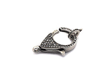 Load image into Gallery viewer, CZ Micro Pave Teardrop Lobster Claw Clasp, Cubic Zirconia Clasp, Antique Silver Plated Clasp, 18x26mm,sku#H173