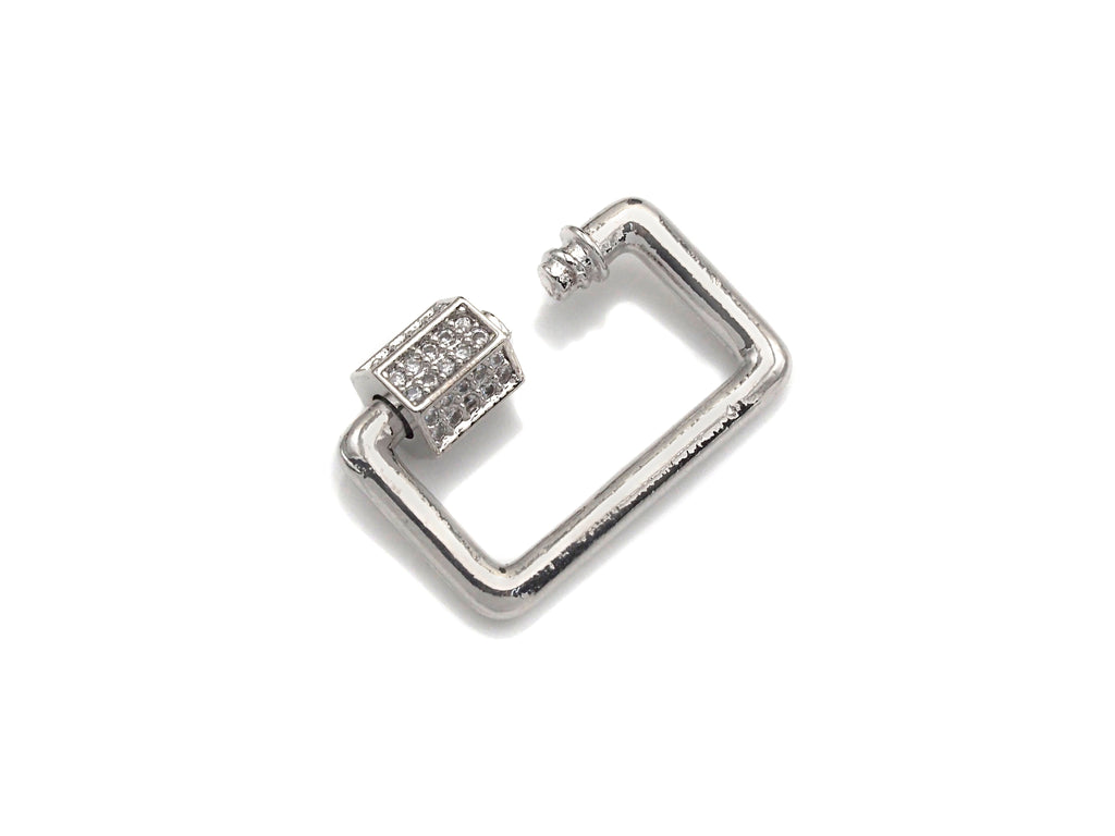 Clear CZ Micro pave Rectangle Shape Clasp, CZ Pave Clasp, Gold/Silver/Rose Gold/Gunmetal Carabiner Clasp, 13x21mm, sku#H186