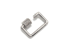 Load image into Gallery viewer, Clear CZ Micro pave Rectangle Shape Clasp, CZ Pave Clasp, Gold/Silver/Rose Gold/Gunmetal Carabiner Clasp, 13x21mm, sku#H186