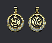 Load image into Gallery viewer, CZ Micro Pave Curve Pattern On Round Ring Shaped Pendant/Charm, Gold Cubic Zirconia Pendant Charm,17x21mm,sku#F1268