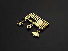 Load image into Gallery viewer, CZ Micro Pave Rectangle With Earth Wing Hamsa Hand Star Pendant, SKU#F1127C