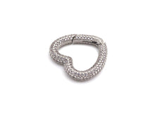 Load image into Gallery viewer, NEW STYLE!!! Fully CZ Micro Pave Heart Carabiner Clasp with Easy Open Spring, Heart Spring Snap Clasp, 26x28mm, sku#H259
