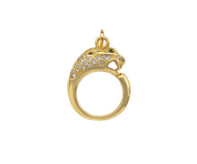 Load image into Gallery viewer, CZ Micro Pave Leopard Head With Round Ring Shape Pendant Charm,Cubic Zirconia Gold Charm, Necklace Bracelet Charm Pendant,14x18mm, Sku#F1374