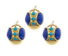 Load image into Gallery viewer, Cobalt Enamel Round Ball Pendant Charm, 3D Ball Turquoise Blue Pendant, Gold Enamel Ball Pendant, Enamel Jewelry Findings,12x13mm,Sku#L454