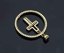 Load image into Gallery viewer, Clear CZ Micro Pave Cross Hanging in Round Ring Shape Pendant Charm, Cubic Zirconia Round Ring Cross Charm,27x30mm,sku#LK157