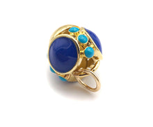 Load image into Gallery viewer, Cobalt Enamel Round Ball Pendant Charm, 3D Ball Turquoise Blue Pendant, Gold Enamel Ball Pendant, Enamel Jewelry Findings,12x13mm,Sku#L454