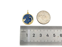 Load image into Gallery viewer, Gold Filled Cobalt Enamel Constellation Pattern On Round Coin Pendant,18K Gold Filled with Bling Effect Enamel Charm,19x17mm,Sku#F1402