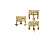 Load image into Gallery viewer, CZ Micro Pave Rectangle With Earth Wing Hamsa Hand Star Pendant, SKU#F1127C