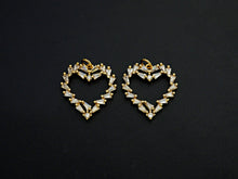 Load image into Gallery viewer, Bagette CZ Micro Pave Heart Shaped Pendant,Heart Cubic Zirconia Pendant, Gold Tone Heart, 22mm,Sku#F1112