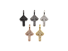 Load image into Gallery viewer, CZ Micro Pave Arrow Charm, Cubic Zirconia Cute Arrow Charm, 7x15mm, sku# X142