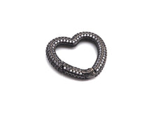 Load image into Gallery viewer, NEW STYLE!!! Fully CZ Micro Pave Heart Carabiner Clasp with Easy Open Spring, Heart Spring Snap Clasp, 26x28mm, sku#H259