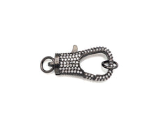 Load image into Gallery viewer, Full CZ Micro Pave Lobster Claw Clasp/Link Connector with Jump Ring, Pave Claw Clasp, Diamond Pave Clasp, 27x14mm,Sku#H307