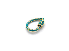 Load image into Gallery viewer, Colorful Enamel pave Teardrop Shape Clasp, Enamel Pave Clasp, Black/Red/Pink/White/Blue/Green Carabiner Clasp, 18x25mm, sku#H236