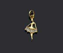 Load image into Gallery viewer, CZ Micro Pave Ballet Dancer Shape Pendant,18K Dainty Gold Dancing Girl Charm, Necklace Bracelet Charm Pendant,8x16mm,Sku#FH155
