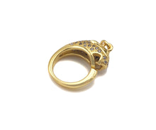 Load image into Gallery viewer, CZ Micro Pave Leopard Head With Round Ring Shape Pendant Charm,Cubic Zirconia Gold Charm, Necklace Bracelet Charm Pendant,14x18mm, Sku#F1374