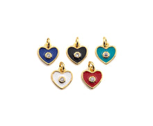 Load image into Gallery viewer, Cute Enamel  Heart Charm Pendant,CZ Micro Pave Oil Drop pendant,Enamel heart pendant,Enamel Jewelry, 9mm, sku#F1058