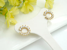 Load image into Gallery viewer, CZ C Shape Stud Earring, Sku#J222