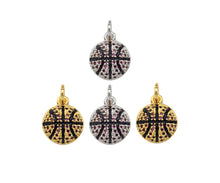 Load image into Gallery viewer, CZ Micro Pave Gold Silver Basketball Charm, Cubic Zirconia Pendant, Sport ball Charm, CZ Micro Pave Pendant,11x13mm, Sku#F1348