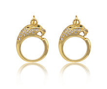 Load image into Gallery viewer, CZ Micro Pave Leopard Head With Round Ring Shape Pendant Charm,Cubic Zirconia Gold Charm, Necklace Bracelet Charm Pendant,14x18mm, Sku#F1374