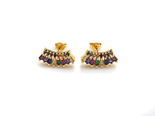 Load image into Gallery viewer, PRESELLING CZ Micro Pave Stud Earring Wires, Rainbow Shape Earrings, Colorful CZ micro pave earrings, 8x17mm, sku#J228