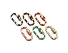Load image into Gallery viewer, Colorful Enamel Pave Oval Shape Clasp, Carabiner Clasp, 11x25mm, sku#H161