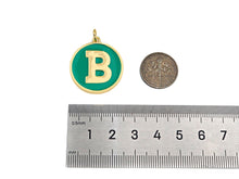 Load image into Gallery viewer, New Trendy Green Gold Enamel Initials Letter Charm/Pendant, Enamel Initial Alphabet Letters, Custom Naming Pendants, 25x28mm,sku#ML36