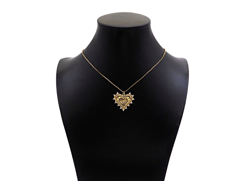 Gold Filled CZ Micro Pave Heart With Diamond around Pendant,sku#Z1362
