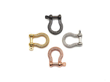 Load image into Gallery viewer, CZ Micro pave U Shape Lock Clasp, CZ Pave Buckle Lock Clasp, Silver/Black/Rose Gold/Gold Carabiner Clasp, 18x22mm, sku#H219