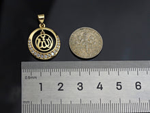 Load image into Gallery viewer, CZ Micro Pave Curve Pattern On Round Ring Shaped Pendant/Charm, Gold Cubic Zirconia Pendant Charm,17x21mm,sku#F1268