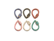 Load image into Gallery viewer, Colorful Enamel pave Teardrop Shape Clasp, Enamel Pave Clasp, Black/Red/Pink/White/Blue/Green Carabiner Clasp, 18x25mm, sku#H236
