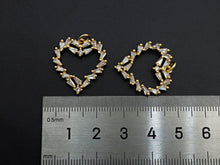 Load image into Gallery viewer, Bagette CZ Micro Pave Heart Shaped Pendant,Heart Cubic Zirconia Pendant, Gold Tone Heart, 22mm,Sku#F1112