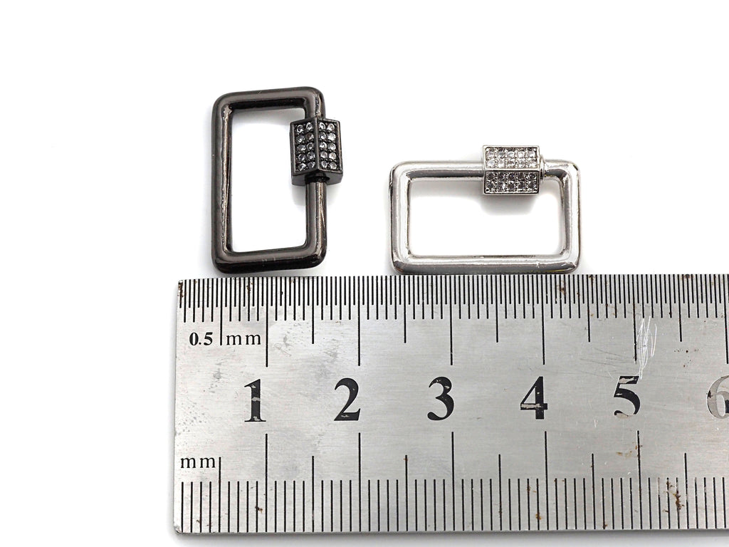Clear CZ Micro pave Rectangle Shape Clasp, CZ Pave Clasp, Gold/Silver/Rose Gold/Gunmetal Carabiner Clasp, 13x21mm, sku#H186