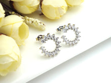 Load image into Gallery viewer, CZ C Shape Stud Earring, Sku#J222