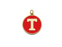 Load image into Gallery viewer, New Trendy Red Gold Enamel Initials Letter Charm/Pendant, Enamel Initial Alphabet Letters, Custom Naming Pendants, 25x28mm,sku#ML37