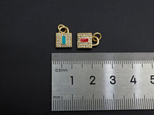 Load image into Gallery viewer, CZ Micro Pave Rectangle Colorful Enamel Lock Shape Pendant/Charm,Cubic Zirconia Paved Charm, 8x11mm, sku#F1141