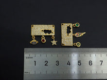 Load image into Gallery viewer, CZ Micro Pave Rectangle With Earth Wing Hamsa Hand Star Pendant, SKU#F1127C