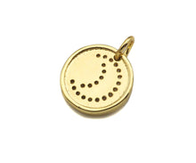 Load image into Gallery viewer, CZ Micro Pave Heart Star Moon On Round Coin Shape Pendant,CZ Dainty Gold Medallion Charm, Necklace Bracelet Charm Pendant,12x12mm, Sku#F1382
