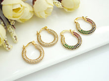 Load image into Gallery viewer, CZ Huggies Hoop Earrings, Sku#J241